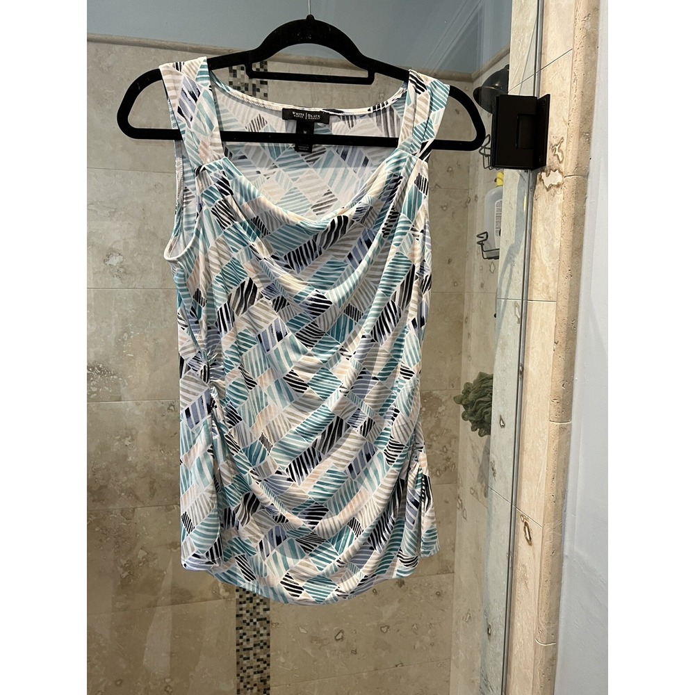 White House Black Market Geometric Cowl Neck Sleeveless Tank Top Medium EUC